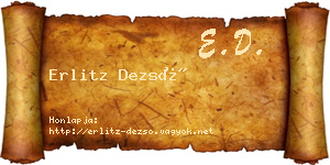 Erlitz Dezső névjegykártya